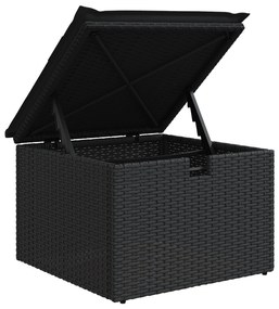 Conjunto de Sofás de Jardim de 6 Peças com Almofadas Preto Rattan Sint