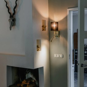 Candeeiro de parede Art Déco preto com abajur de algodão preto - Stacca