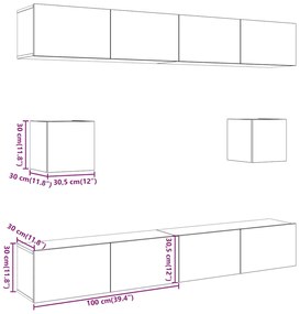 Conjunto de armário TV parede 6 pcs madeira carvalho artisiano