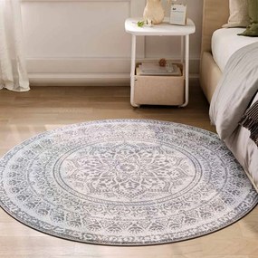 Tapete redondo 120 cm d estilo boho Cinzento