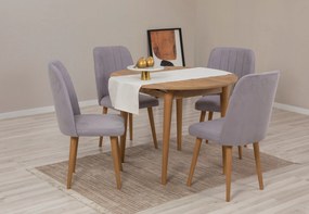 Conjunto de Mesa de Jantar Extensível Vina – Pinho Atlântico Cinza – M
