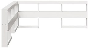 Estante cabeceira forma de L 180 cm madeira pinho maciça branco