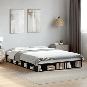 Estrutura de cama 140x200 cm derivados de madeira preto