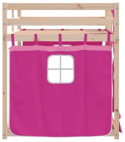 Beliche com cortinas 80x200 cm madeira de pinho maciça rosa