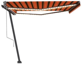Toldo autom. LED e sensor de vento 450x300 cm laranja/castanho
