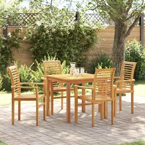 vidaXL Cadeira de Jardim Empilhável 4 pcs Madeira Sólida de Teca