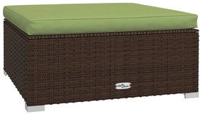 7 pcs conjunto lounge jardim c/ almofadões vime PE castanho