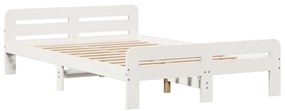 Cama sem colchão 135x190 cm madeira de pinho maciça branco