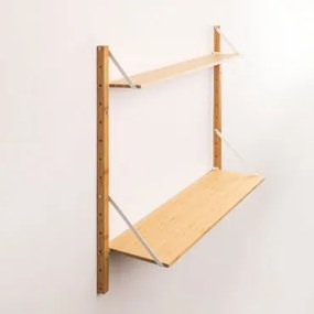 Estante Modular De Parede Em Bambu Kolex Branco & Prateleira 2 Prateleiras 84 Cm - Sklum
