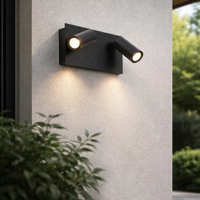 Candeeiro de parede exterior moderno preto c/ LED 2 luzes IP54 - Simon