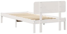 Estrado de Cama com Cabeceira Branco 80 x 200 cm em Madeira de Pinho S