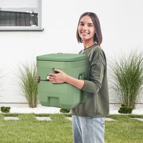 Sanita móvel portátil com tanque de resíduos de 20 l, assento confortável para viagens, acampamento, excursões, cinza 42 x 36 x 43 cm Verde