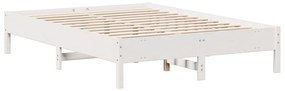 Cama com estante sem colchão 160x200 cm pinho maciço branco