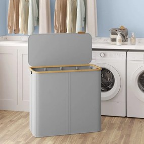 Cesto da roupa suja 200 L,  78 x 38,5 x 70,5 cm com tampa Cinza