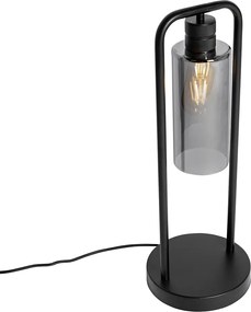 Candeeiro de mesa moderno preto com vidro fumê - Stavelot