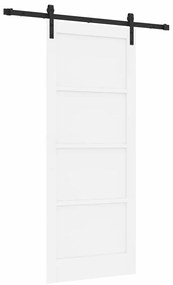 Porta Deslizante com Conjunto de Ferragens Branca 83x202 cm Madeira Só
