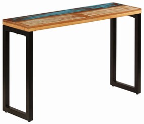 Mesa consola 120x35x76 cm madeira recuperada maciça e aço