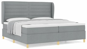Cama Box Spring vidaXL com Colchão - Cinza Claro, 200x200 cm, Tecido