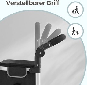 Carrinho de compras, 35 x 44 x 100 cm com bolsa térmica preto