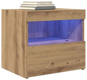 Camas de cabeceira vidaXL com luzes LED 2 pcs Carvalho Artisan 50x40x4