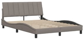 Cama sem colchão 140x190 cm tecido castanho-acinzentado