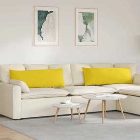 vidaXL Travesseiros de Sofá 2 pcs Amarelo Claro 120 x 40 cm tecido