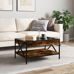 Mesa de centro luzes LED Infinity 70x50x38 cm carvalho fumado