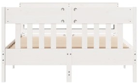 Cama sem colchão 150x200 cm madeira de pinho maciça branco