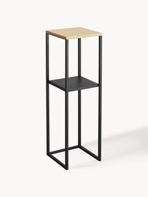 Narrow Metal and Bamboo Wood Shelf Tower