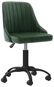 vidaXL Cadeira de jantar giratória veludo verde-escuro