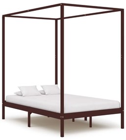 vidaXL Estrutura cama com toldo 120x200cm pinho maciço castanho-escuro