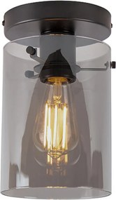 Candeeiro de teto design preto com vidro fumê - Dome