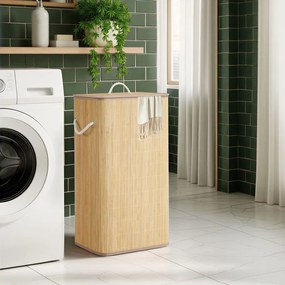 Cesto da roupa suja com tampa, 90 L, 40 x 32 x 70 cm cesto de bambu natural