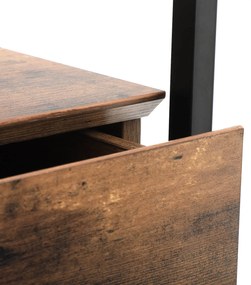 Mesa de apoio ou mesa de cabeçeira de design industrial em vidro 43 x 43 x 54 cm Castanho Vintage -preto