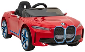 Carro elétrico para Crianças 12V BMW I4 Rodas de EVA, Assento de couro Vermelho