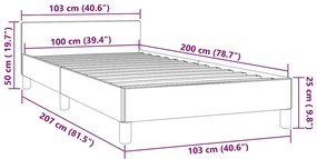 Estrutura de cama sem colchão 100x200 cm veludo cinzento-claro