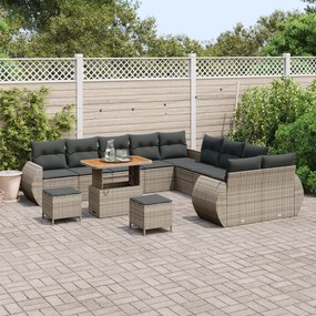 Conjunto de Sofá de Jardim com Almofadas de 13 Peças Cinza Rattan Sint