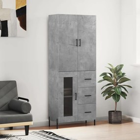 vidaXL Armário alto 69,5x34x180 cm derivados de madeira cinza cimento