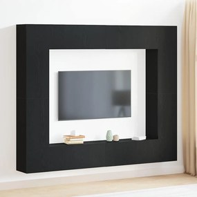 vidaXL Gabinete para TV 8 pcs Preto 221 x 30 x 180 cm