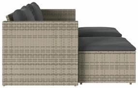 5 pcs conjunto sofás de jardim c/ almofadões acácia e vime PE