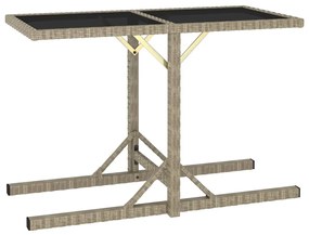 vidaXL Mesa de jardim 110x53x72 cm vidro e vime PE bege