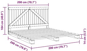 Estrutura de cama com cabeceira 200x200 cm pinho maciço