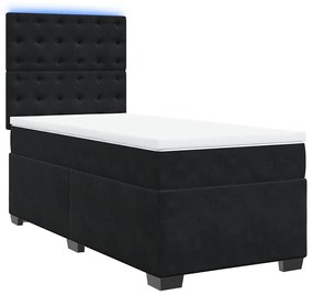 Cama com molas/colchão 90x190 cm veludo preto