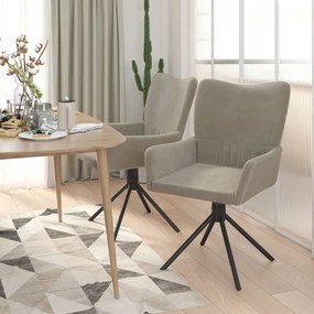 Cadeiras de jantar giratórias 2 pcs veludo cinzento-claro