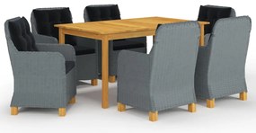 7 pcs conjunto de jantar para jardim cinzento-claro