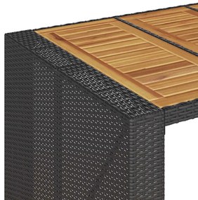 5 pcs conj. de bar jardim sem almofadões vime PE/acácia preto