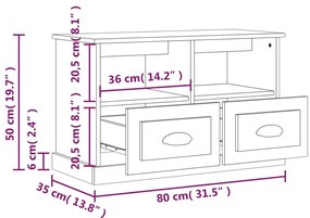 Móvel de TV 80x35x50 cm derivados de madeira cinzento sonoma