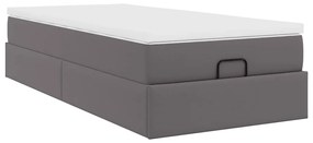 moldura de cama síriaXL otomana com colchão cinza 90x200cm couro falso