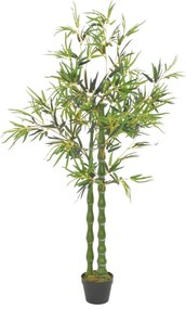vidaXL Bambu artificial com vaso verde 160 cm