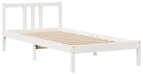 Cama com estante sem colchão 90x200 cm pinho maciço branco